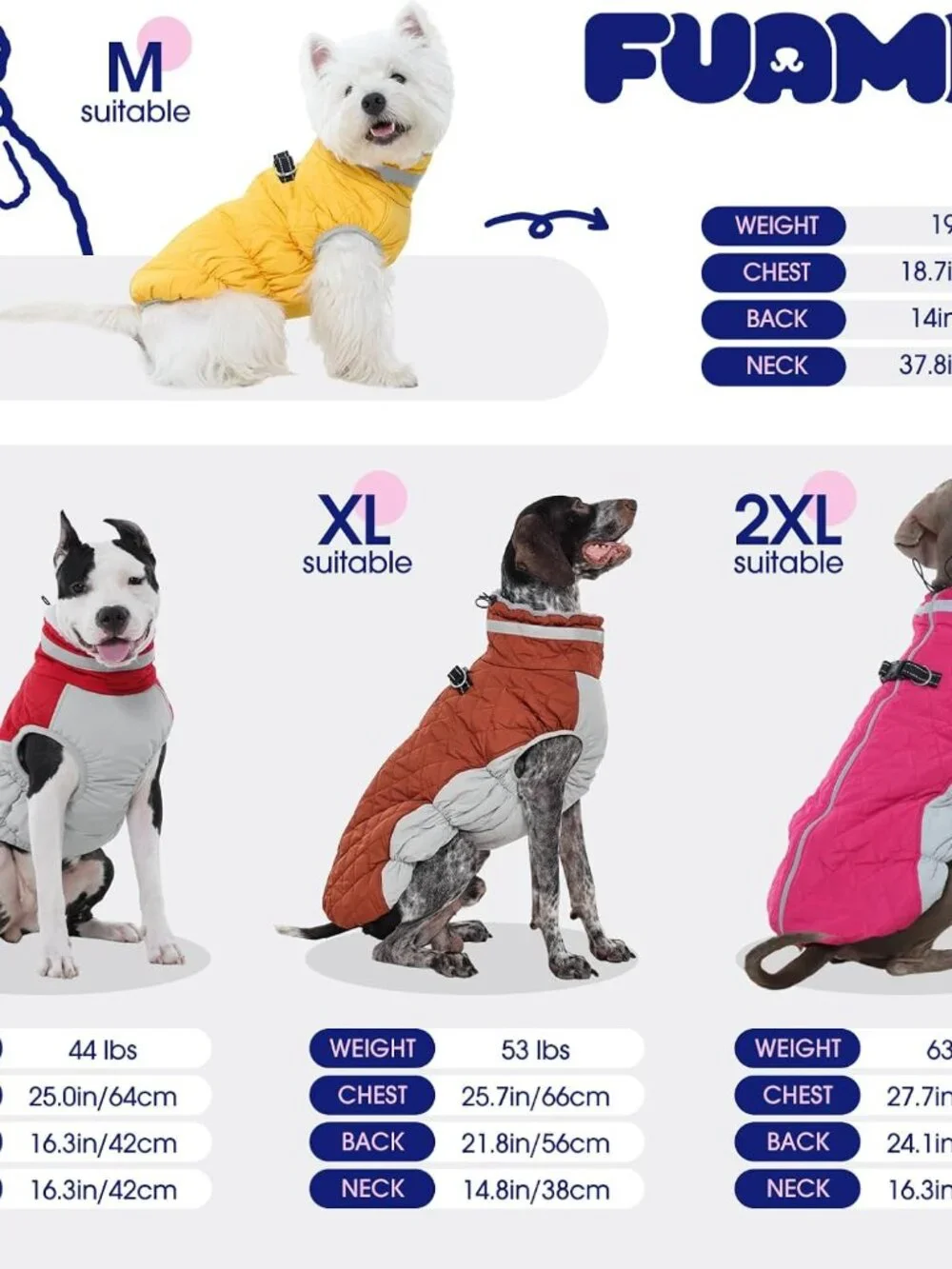 FUAMEY Dog Coat for Small Dogs